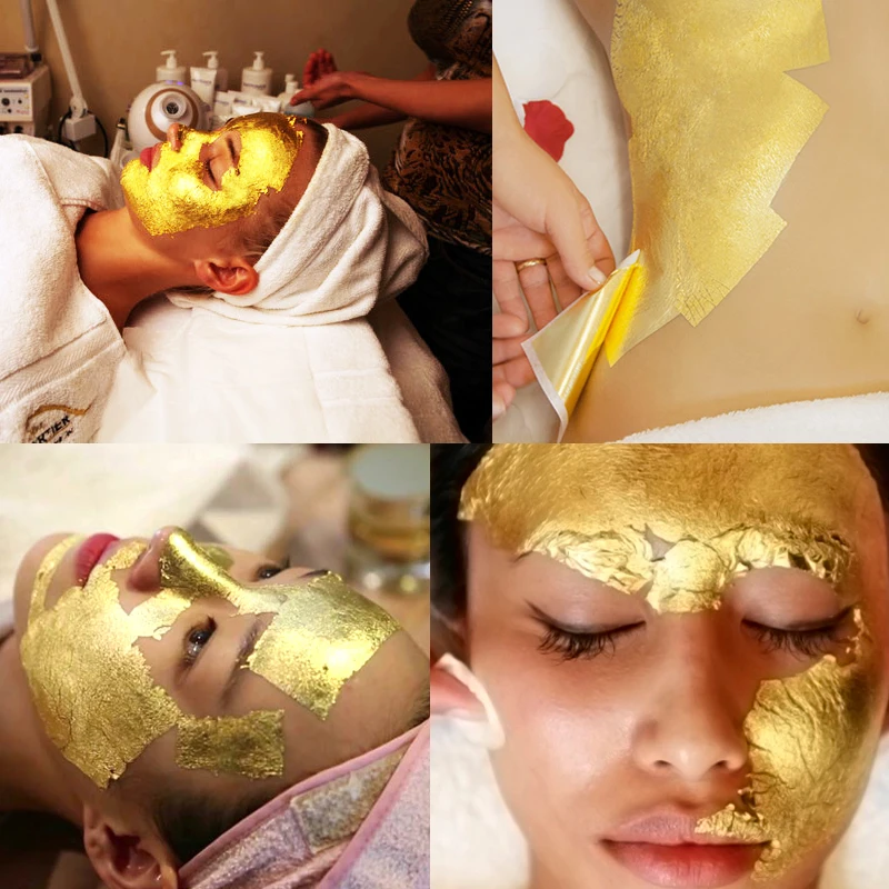 Genuine 4.33 X 4.33 Cm 500 Sheets Gold 22k Edible Gold For Facial Body Foot  Neck Mask Real Gold Leaf Foil Paper Sheets - Buy Gold Paper 22k