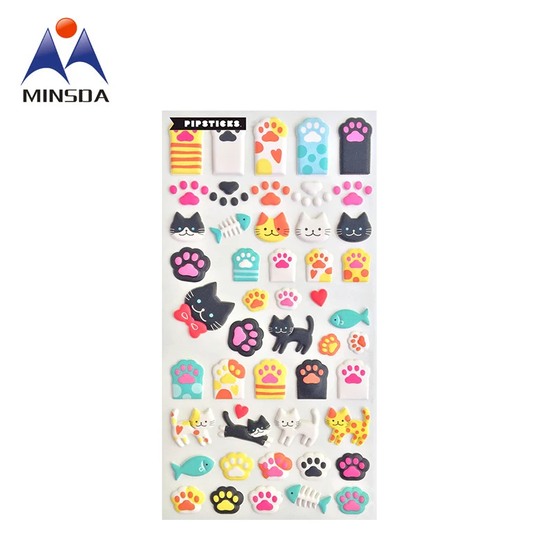 Minsda Shenzhen Puffy Sticker Custom Printing Die Cut Adhesive Sheet Bubble Sticker