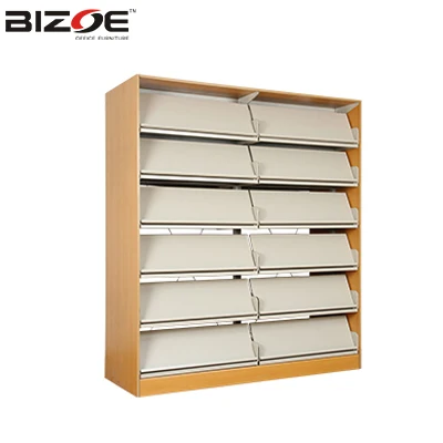 Customized Size Two-Sided Steel Bookshelves Multi-Tiered Modern Design for School Hotel Hospital Furniture & Library Use