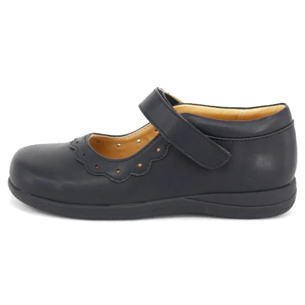 Guangzhou Manufacturer Primary Children Leather Girls School Shoes with Rubber Sole