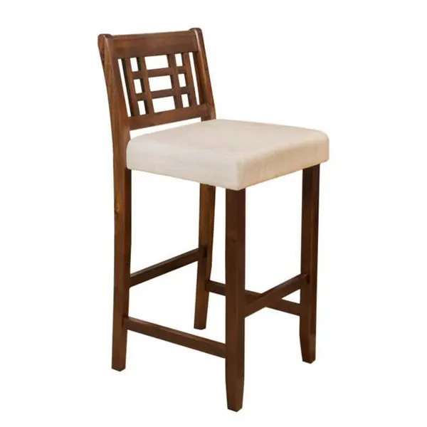 BC-313 Durable Modern Hotel Solid Wood Bar Stool High Chair With Foot Rest