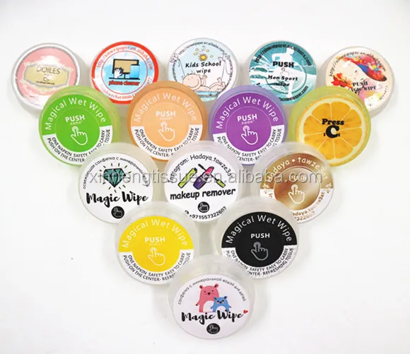 Wholesale OEM Customized Logo Magical Push Wet Wipes Compressed Wet Towel