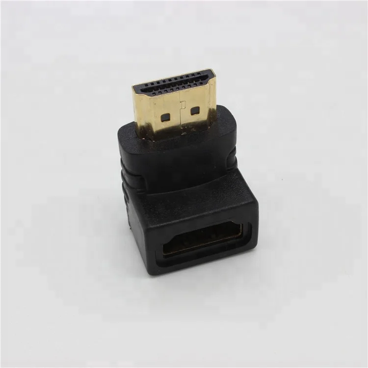 Позолоченный правый угол 90 градусов адаптер HDMI штекер-гнездо
