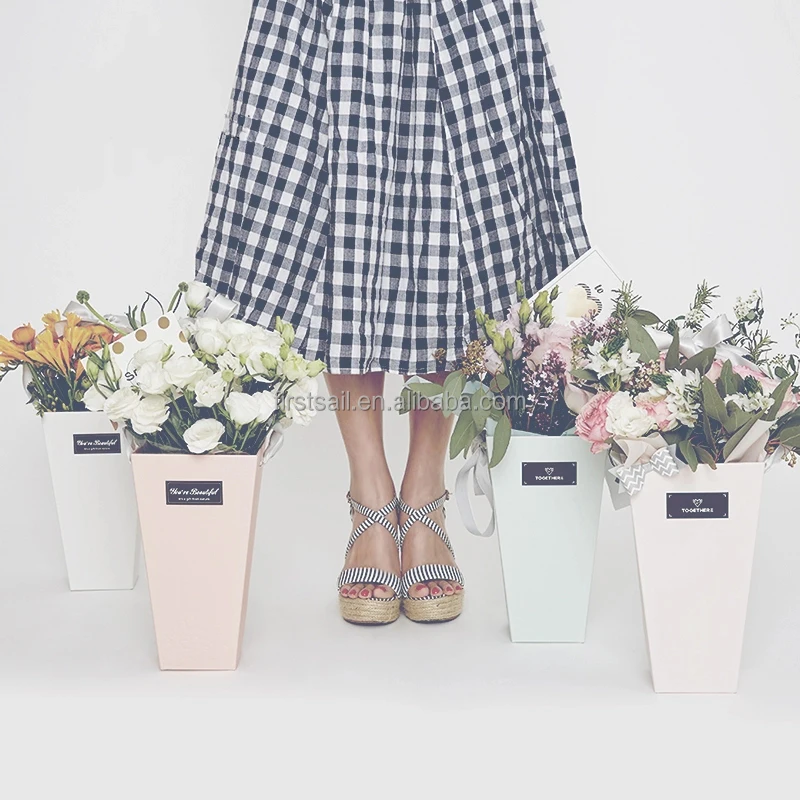 Hot Factory New Custom Paper Paper Bag Flower Vase Flat Folding Flower Packaging Gift Boxes