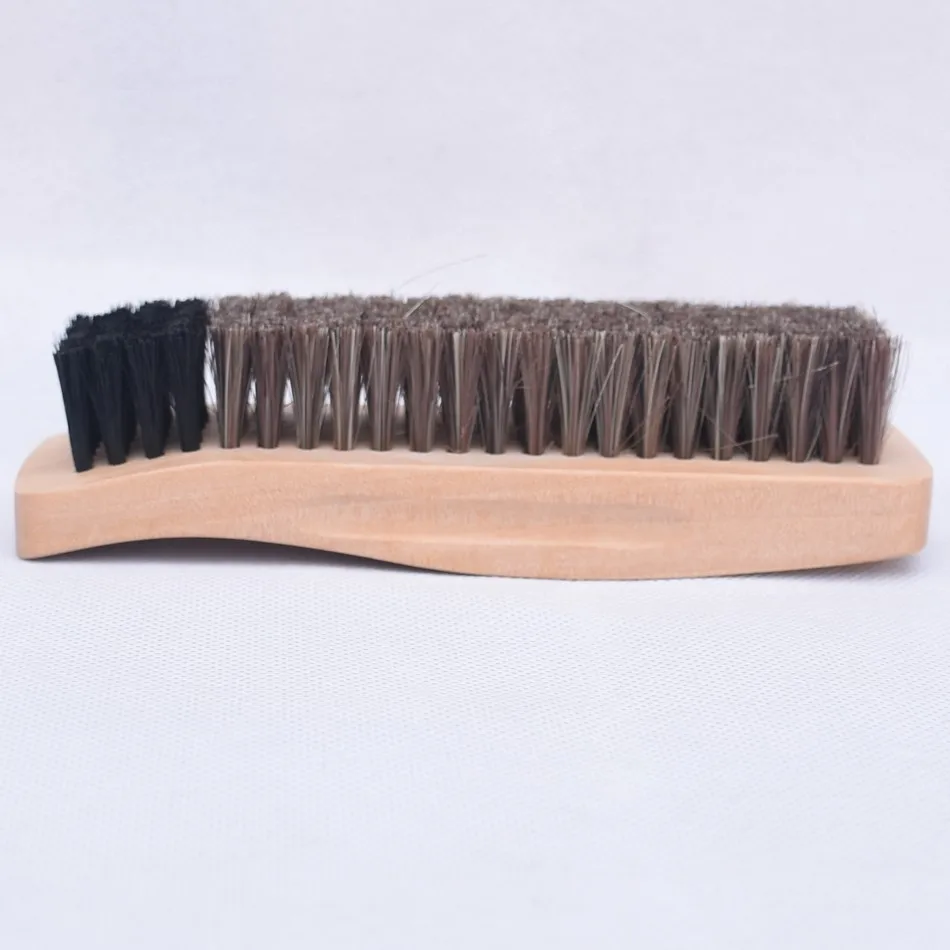 Factory direct selling wooden cleaning brush custom brand horse hair shoe brush for wholesale