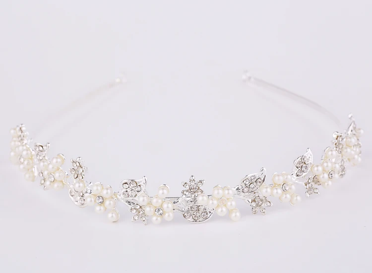 Romantic fashion rhinestone crystal pearl headdress, silver wedding ...
