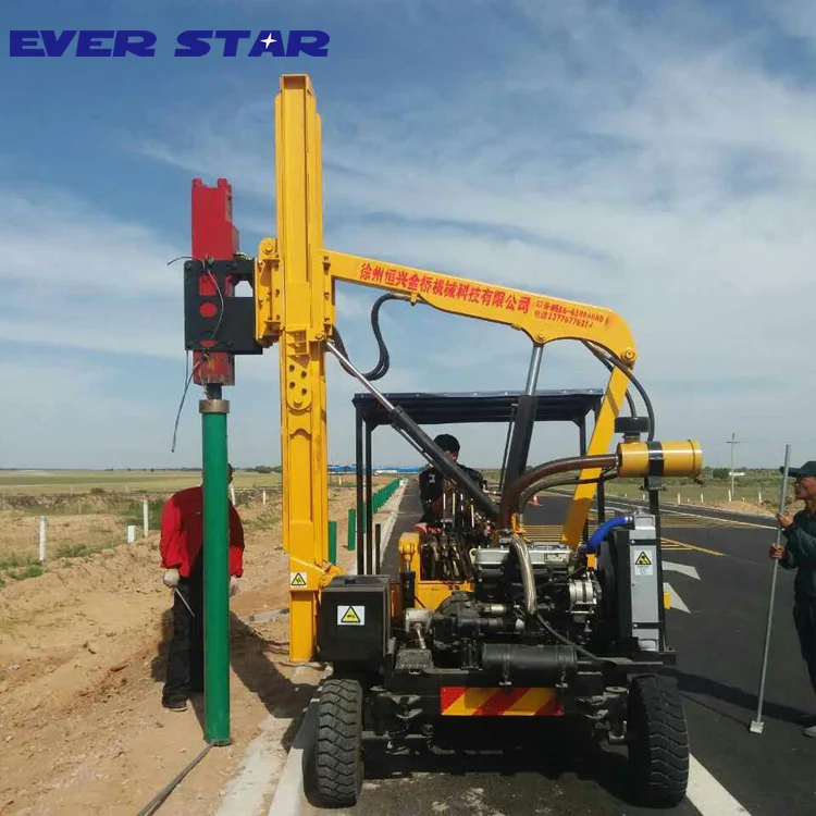 Crash Barrier Installation Pile Drivers Ramming Machine Post Pounder