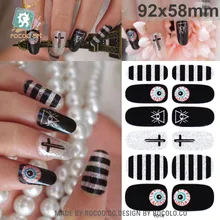 Y5018 12Tips NAIL Art Full Self Adhesive Stickers Polish Foils Wrap Decals Manicure Tool Cross