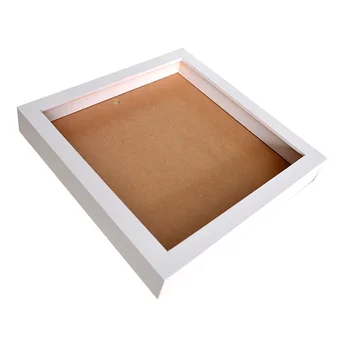 Custom square display box picture frames 8x8 10x10 12x12 white shadow box frame