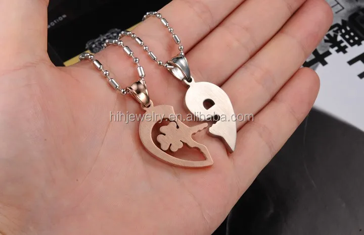 Source heart shape puzzle key pendant necklace meaning for couples jewelry  on m.
