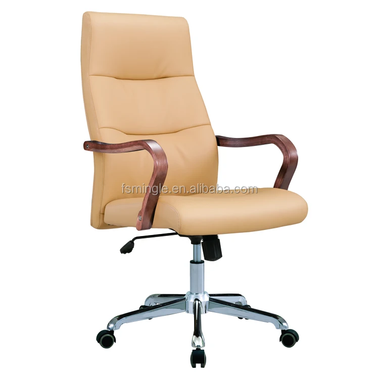 Деревянный подлокотник типа офисное кресло с черным кожа коровы для дизайнера