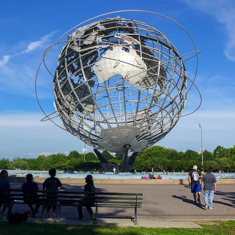 Big Size Outdoor Garden Decoration Granite Man Carrying Stainless Steel World Globe Sculpture