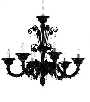 Black glass murano chandelier in guzhen italian art glass lighting chandelier modern wholesale price black chandelier decoration
