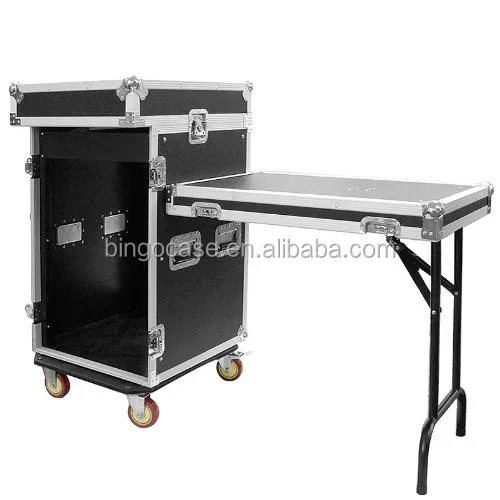 Portable 16U Rack Case with 10 Space Slant Mixer Top and Luxury Simple DJ Work Table
