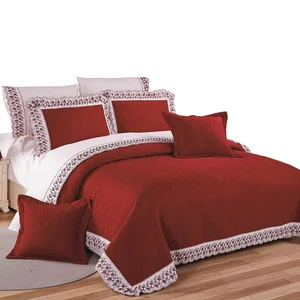 KOSMOS Custom Design Luxury Embroidery Lace Quilt 8 Pcs Wedding Bedspread