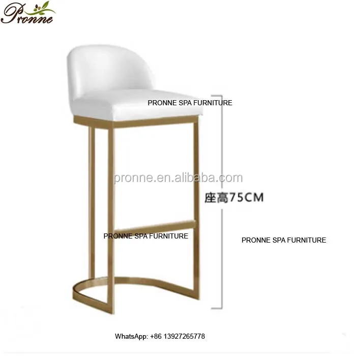 Simple Durable Gold Stainless Steel bar Stool Nail Manicure bar Chair