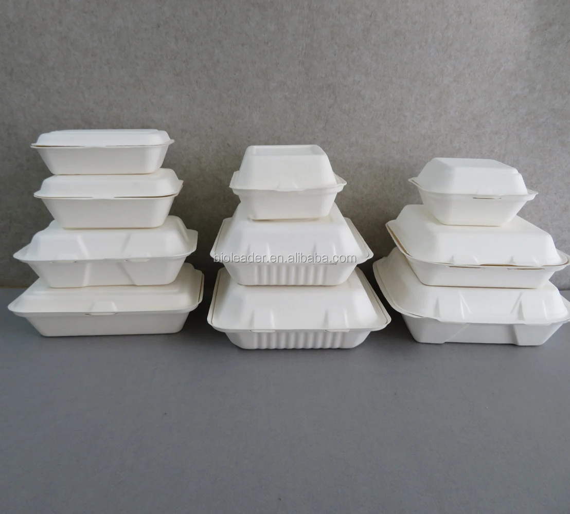 Biodegradable Sugarcane Bagasse 6x6 Inch Burger Box with Lid - Eco ...