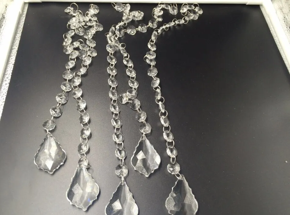 10 Chains / lot Crystal Octagon Beads Chains With 50mm Pendant Crystal Strands For Wedding Party Decor