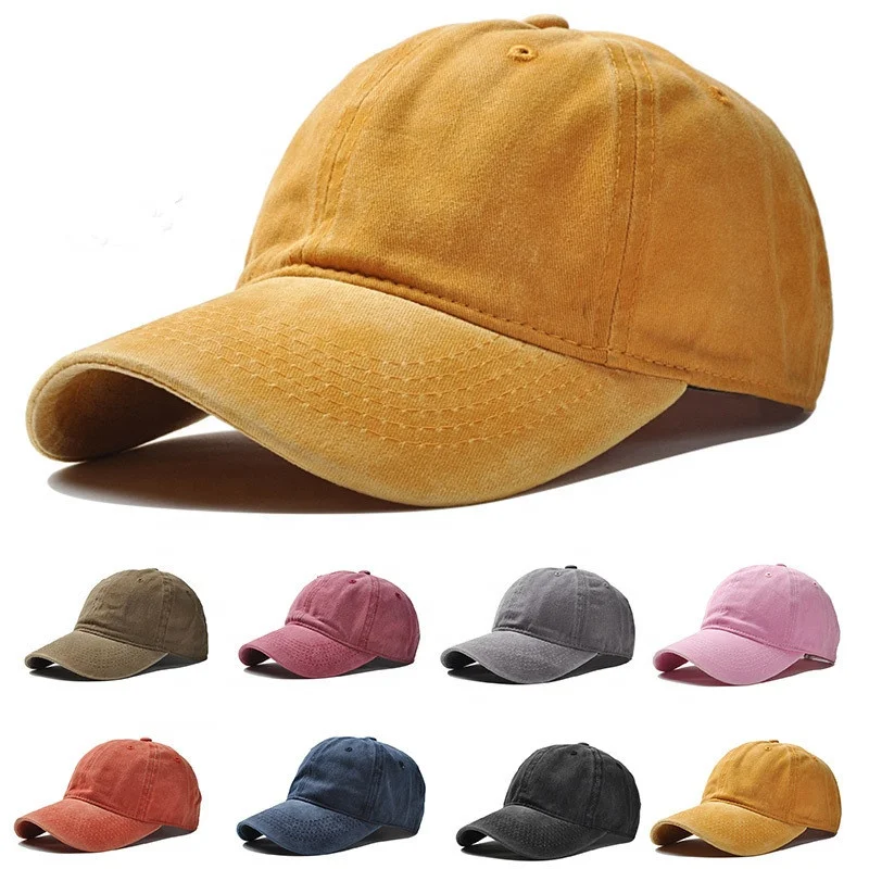 12 Hut aus gewaschener Baumwolle in Farbe blanko 6 Panel Dad Hat Baseball Cap für Damen Herren