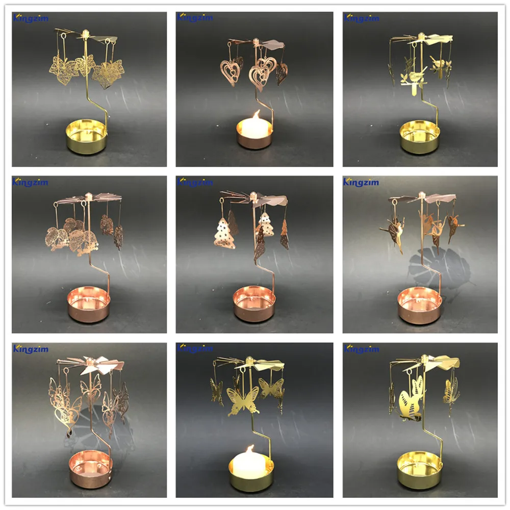 Wholesale Customized Spinning Rotating Maple Leaf Carousel Tealight Candle Holders for Wedding Gift