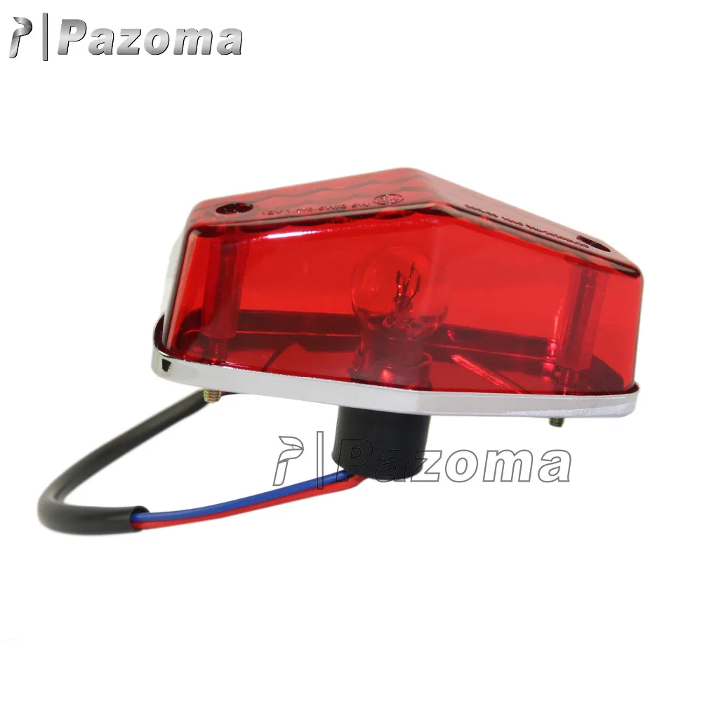 Hot Selling Pazoma Universal Lucas Type Motorcycle Tail Light Rear Brake Light Replacement Red Lens Assembly