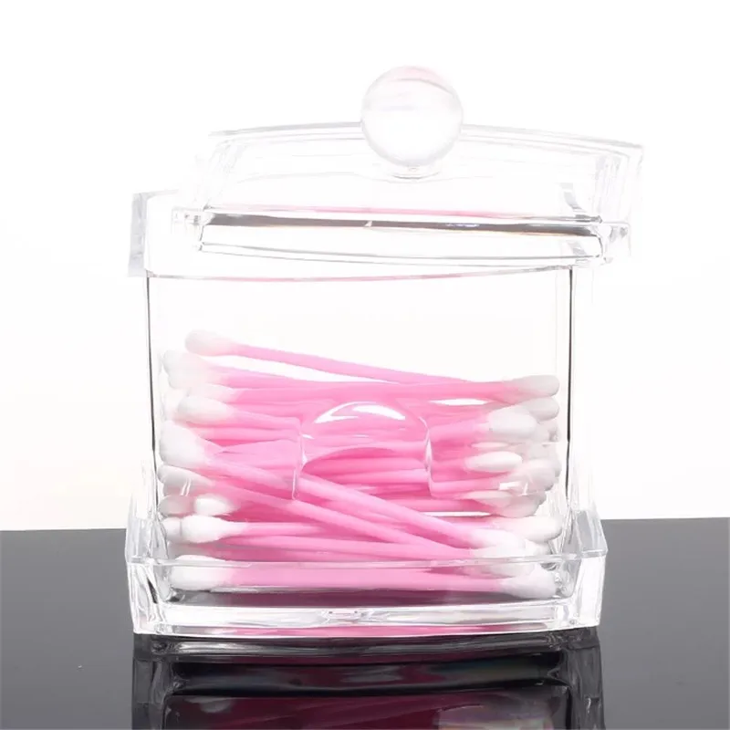 Pot Apothicaire Transparent Distributeur Cotons-tiges Acrylique Transparent - Pot Apothicaire 340g - Organisation Salle De Bain Boîte Rangement Transparente