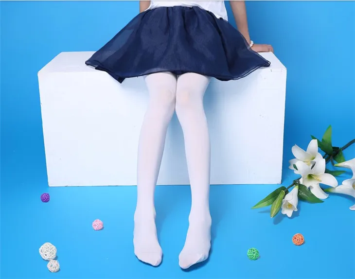 Оптовая продажа Детские нейлоновые танцевальные балетные колготки BT00006 из спандекса белого и черного цвета