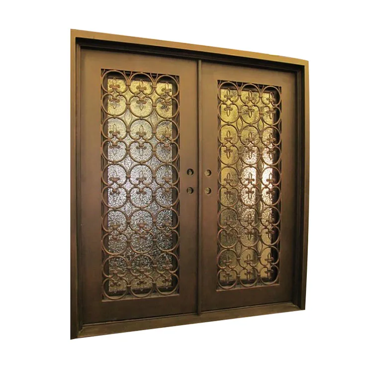Latest Double Security Wrought Iron Door and Glass