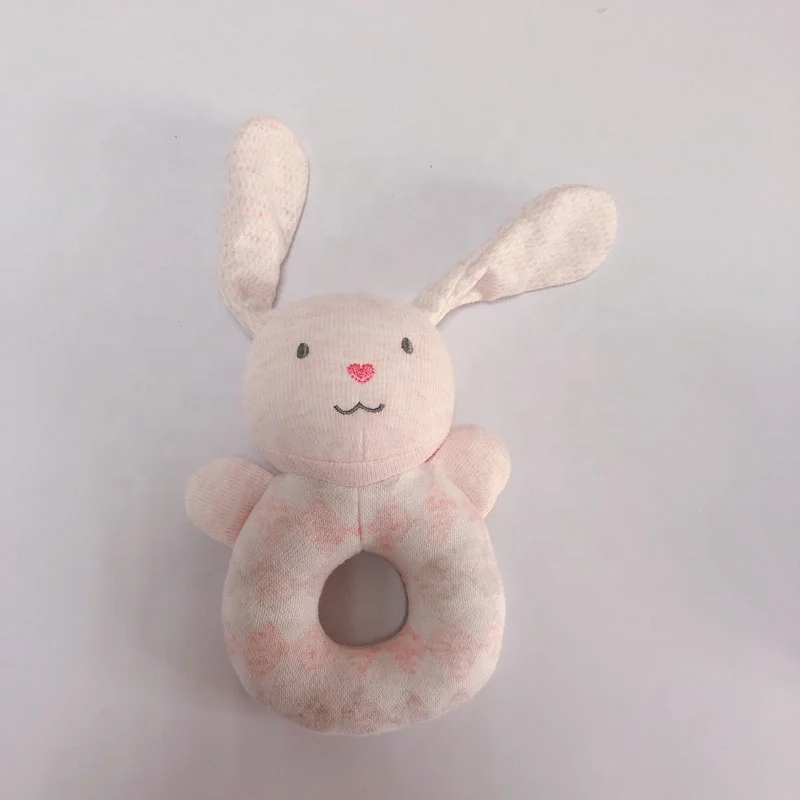 Eco-friendly Чистый хлопок детей текстурированная игрушка-погремушка Кролик Погремушки игрушки