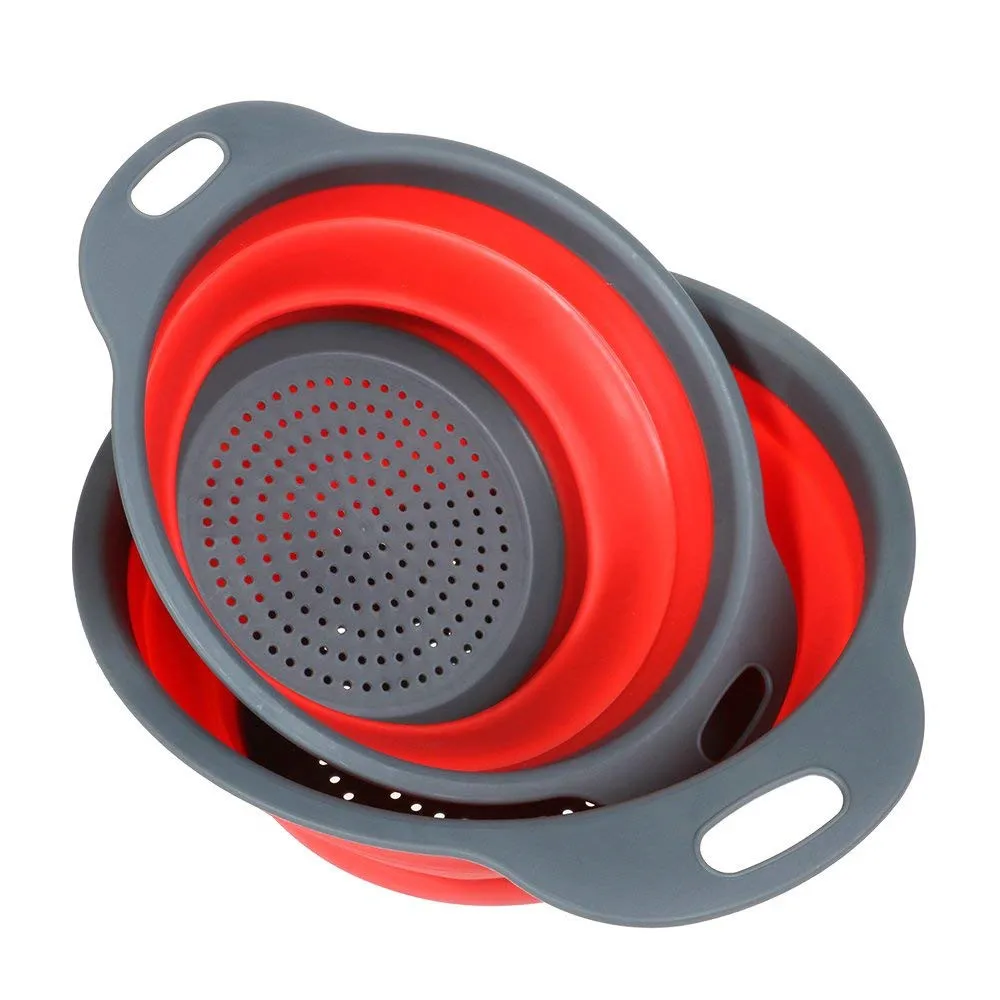 Silicone Collapsible Kitchen Colander Space-saver Folding Strainer ...