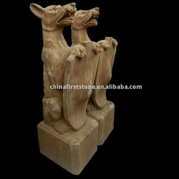 High Quality Wholesale Polished Stone Wolf Figurine Statue