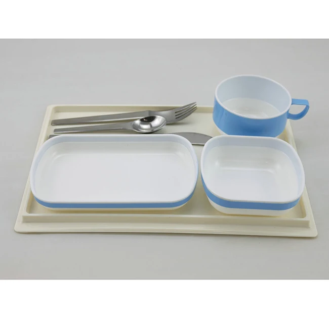 FS Inflight Blue Reusable Tableware Plastic Airline Meal Set