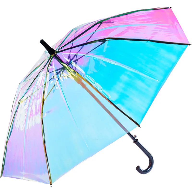ombrello trasparente o-170 ombrello pioggia parasole lungo manico colorato  ombrelli olografici in pvc