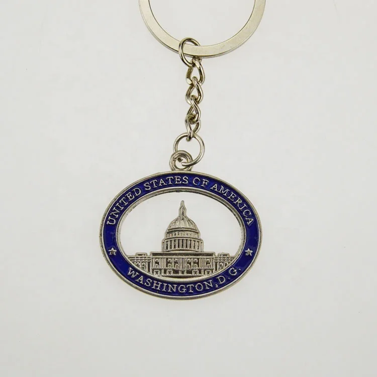 US Capitol Washington D.C. metal Key ring chain Silver Keychain