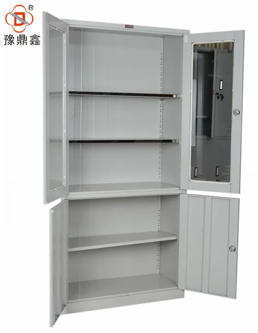 Knock down steel structure glass door office grey storage file cabinet