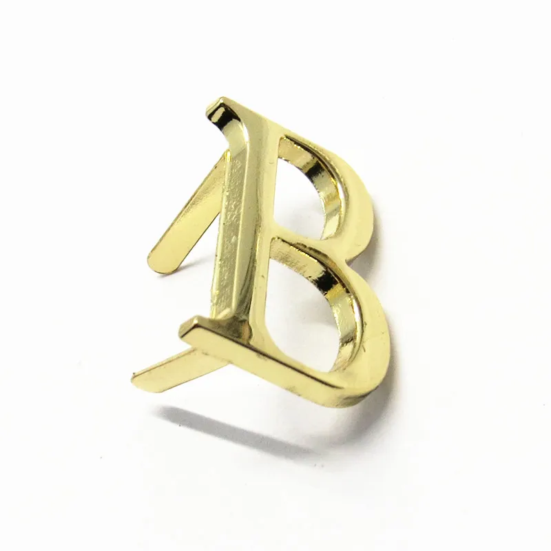 Low Price Custom Letters Metal Gold Plate Brand Logo for Leather Bags