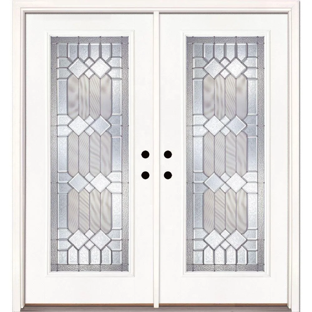 Minglei Exterior fiberglass double entry french doors with glass