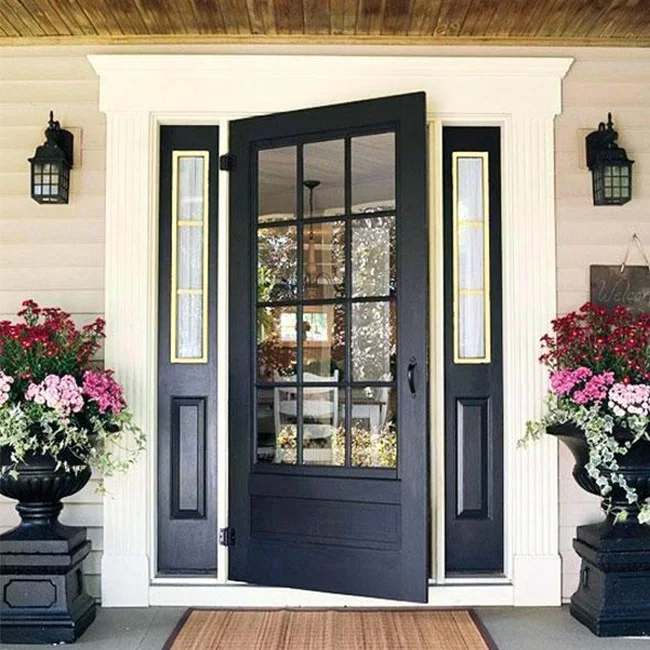 High Quality Custom Modern Design Solid Wood Wooden Doors House Main Gate Front Rotate Solid Wooden Door