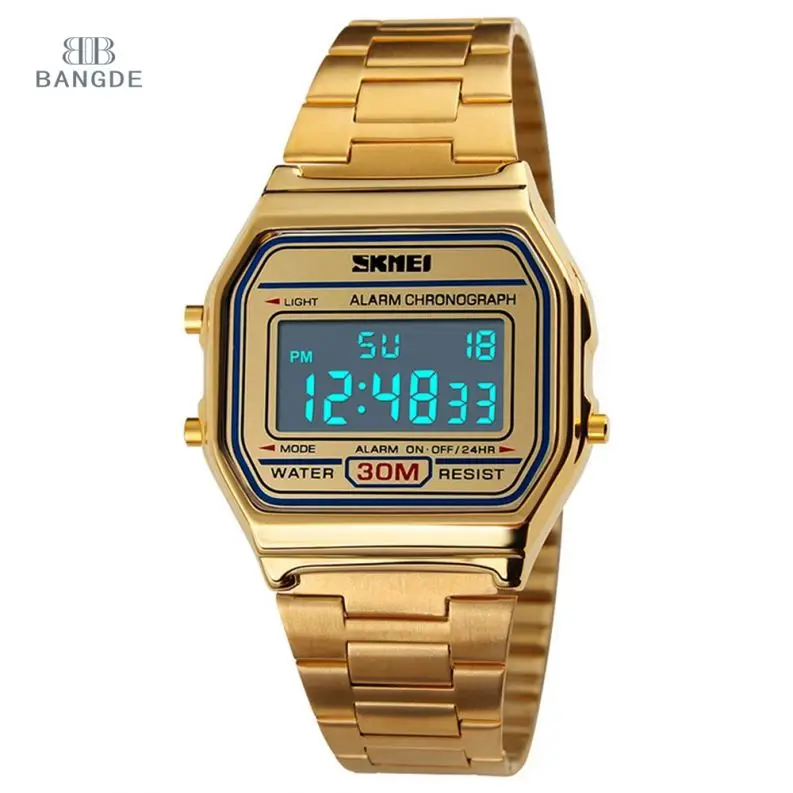 gold digital watch men