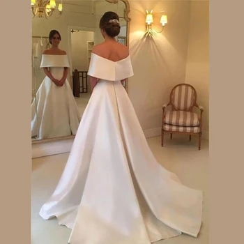 2019 Beauty Shanghai off Shoulder Simple Satin Buying Bridal Wedding Dress from China