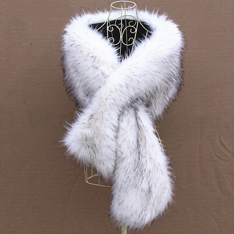 white fake fur shawl