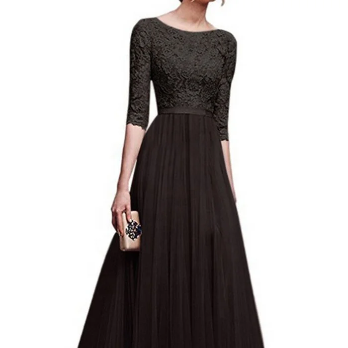 
 Вечернее платье большого размера с круглым вырезом для женщин с длинным рукавом Кружева шифон Вечерние торжественные платья для детей  