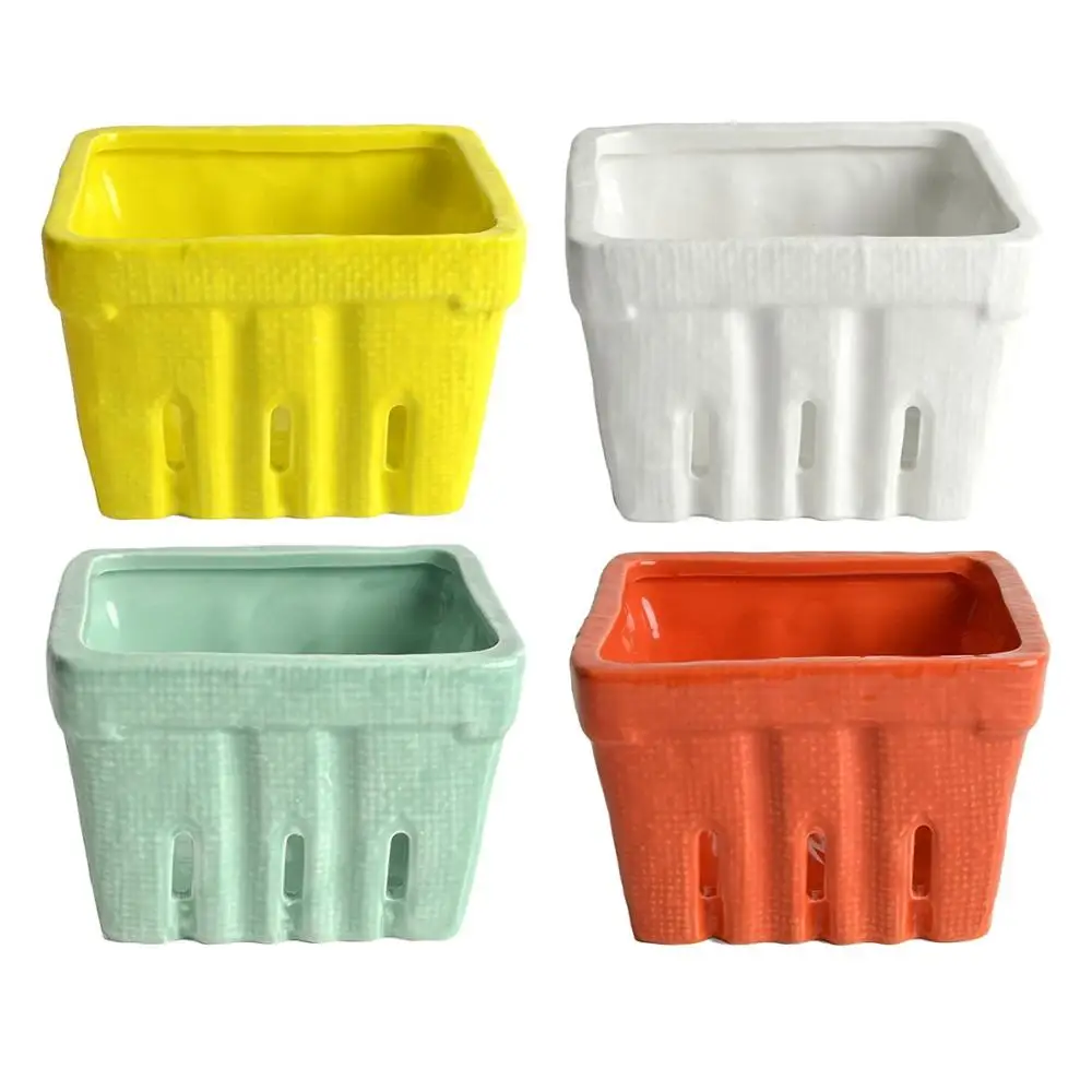 2020 new ceramic fruit storage basket for home Stoneware Berry Baskets Multicolor, Insieme di 4