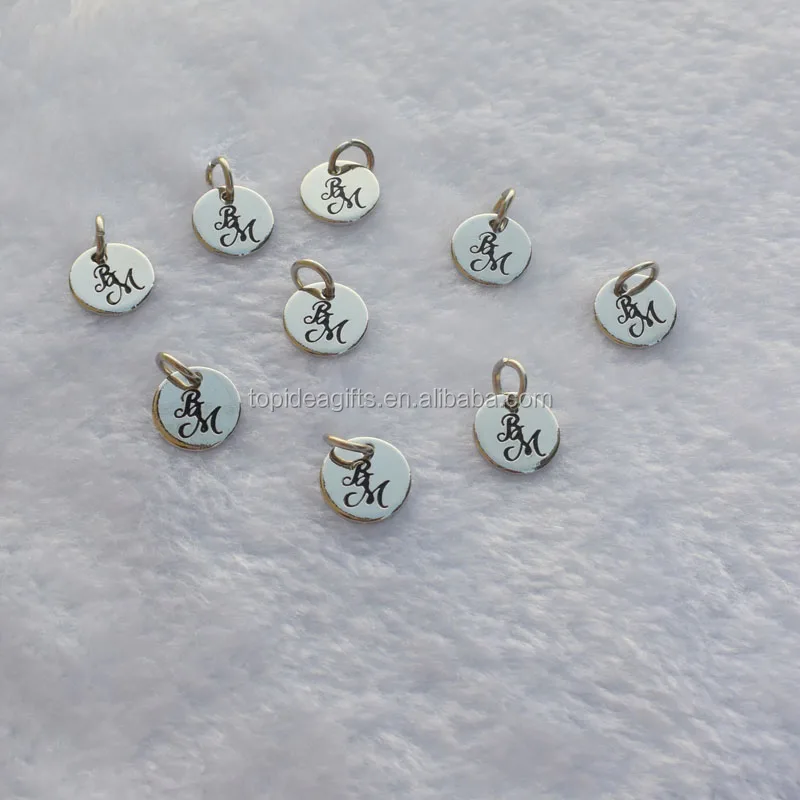 Custom Enamel Small Engraved Round Metal Plated Silver Jewelry Tags