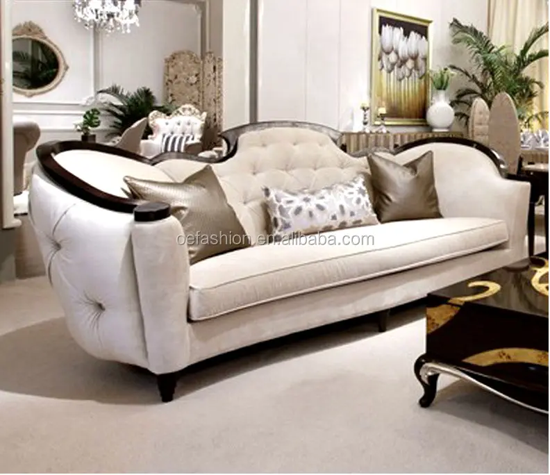 OE-FASHION Neo-classical Post-modern European Style Sofa Luxury Fabric Solid Wood Pull-button Living Room Furniture