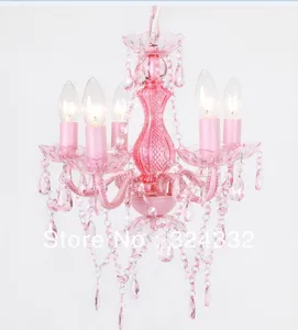 Pink Lampshade Home Decoration Crystal Acrylic Children Chandelier Lighting