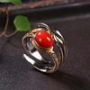 18k gold plating 925 sterling silver natural red coral ring