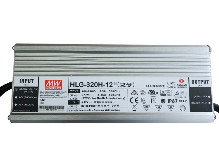 MEAN WELL HLG-320H-12 320W Waterproof Power Supply for LED
