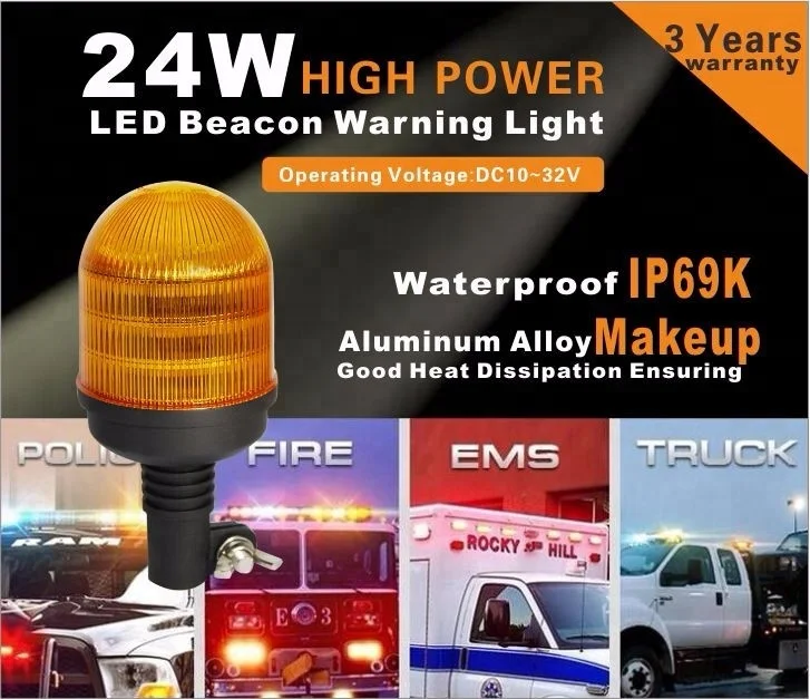 LED Rotation Beacon  Strobe Warning Light for Backhoe Compactor Loader Dozer Excavator Grader  Roller Tractor