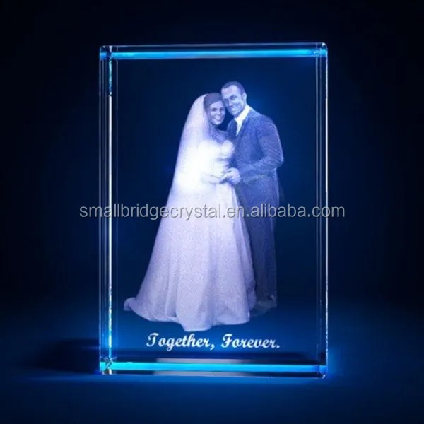 3D laser crystal wedding anniversary photo frame